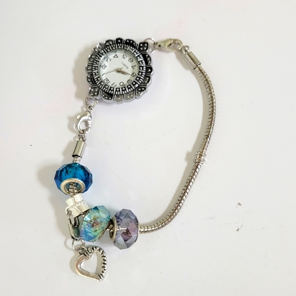 Vintage style watch charm bracelet with 4 charms. UNIQUE!!  925 - Picture 2 of 6